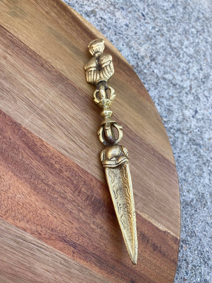 Tibetan Phurba (Dorje Kila) Ritual Dagger - Handcarved from Nepal ~ 8"