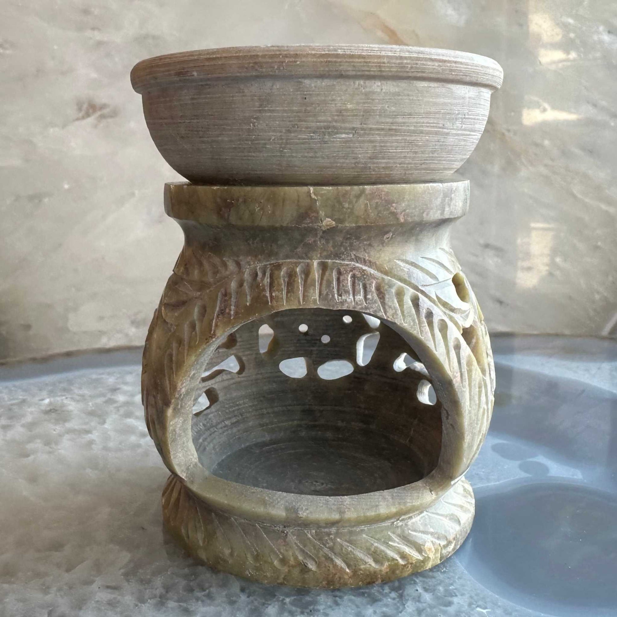 Carved Soapstone Essential Oil Burner 3&quot;