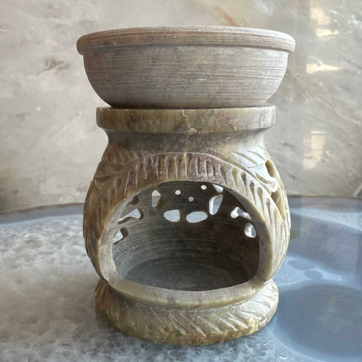 Carved Soapstone Essential Oil Burner 3"