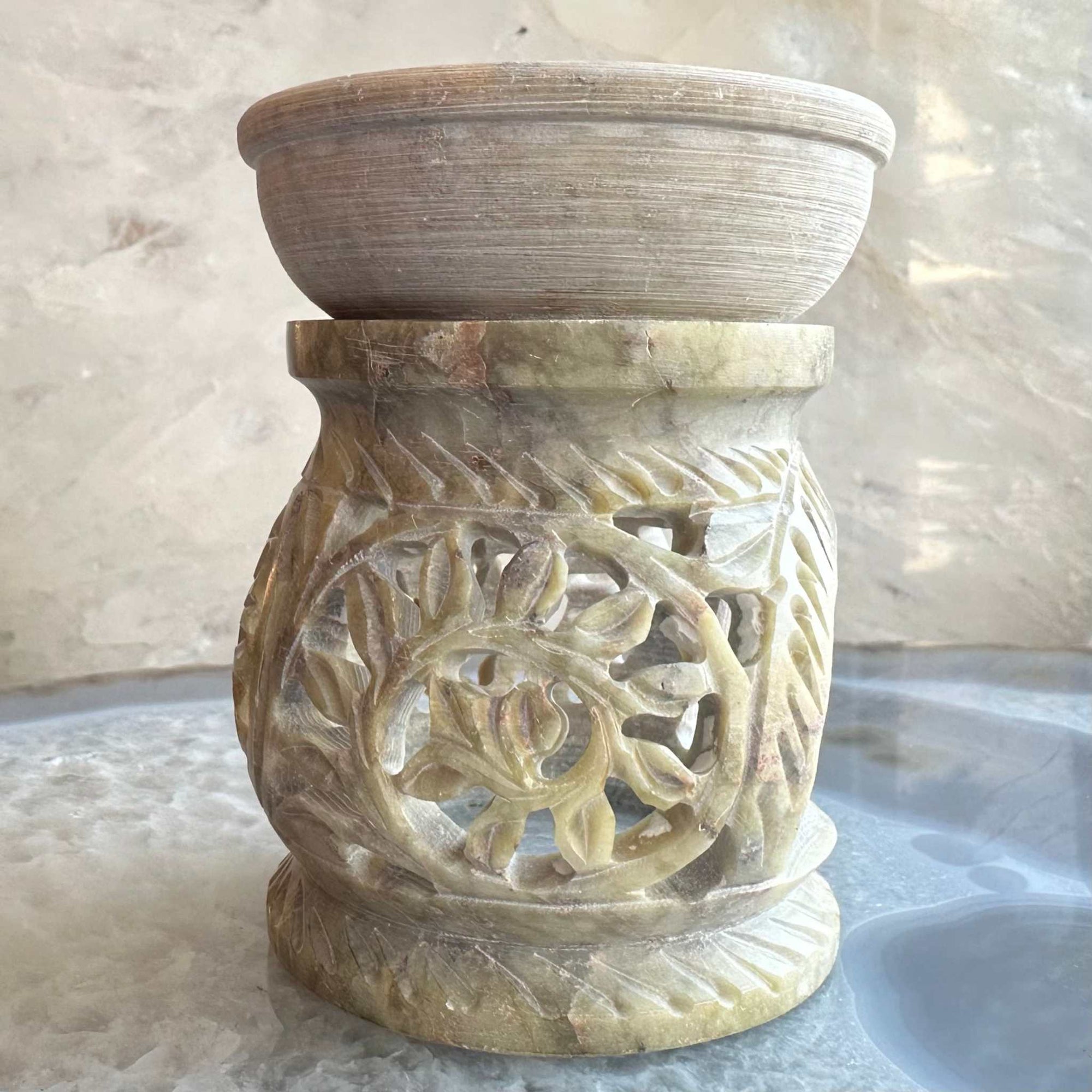 Carved Soapstone Essential Oil Burner 3&quot;