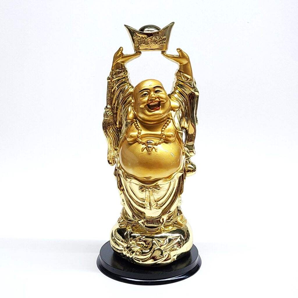10" Gold Happy Buddha - Sacred Crystals Statues and Figurines