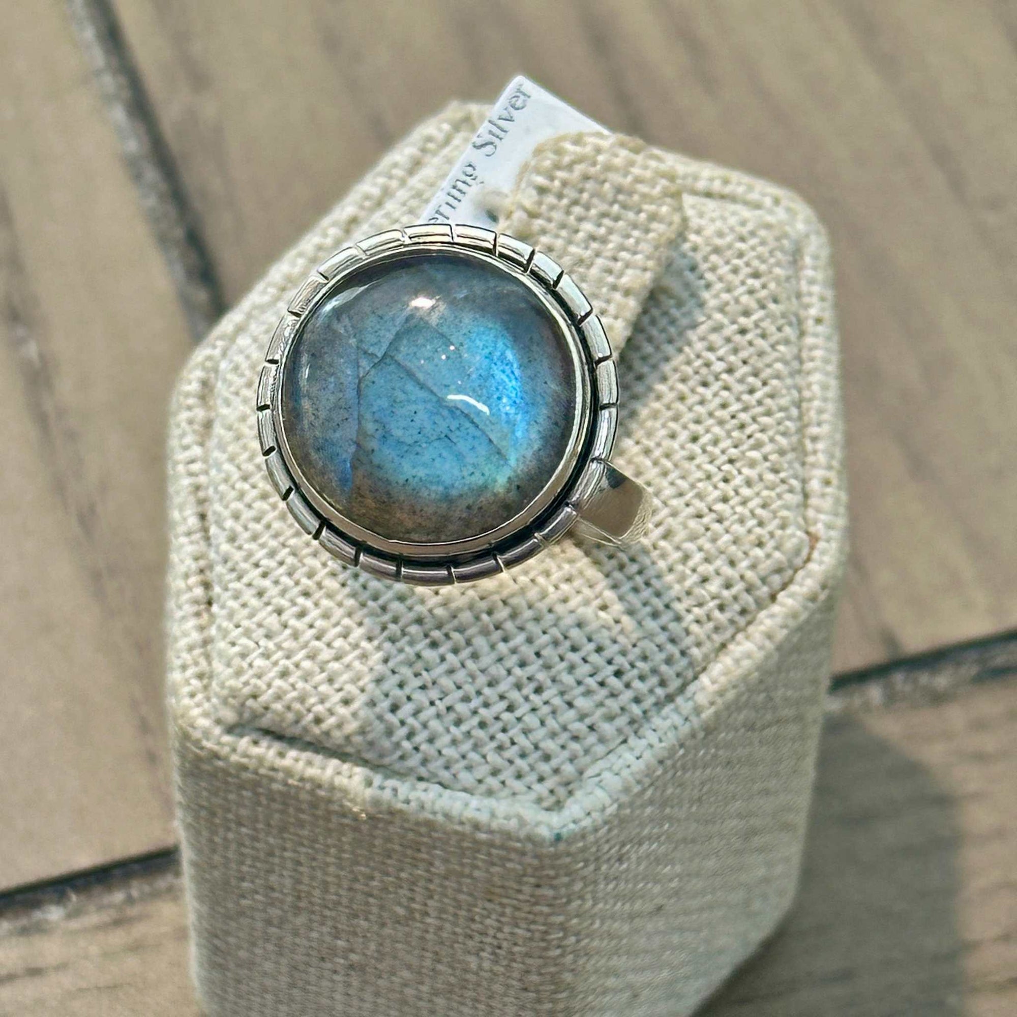 Labradorite Ornate Filigree Oval Ring – Sterling Silver – Size 10