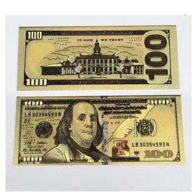 $100 Gold Bill - Attract Money - Sacred Crystals Home Decor