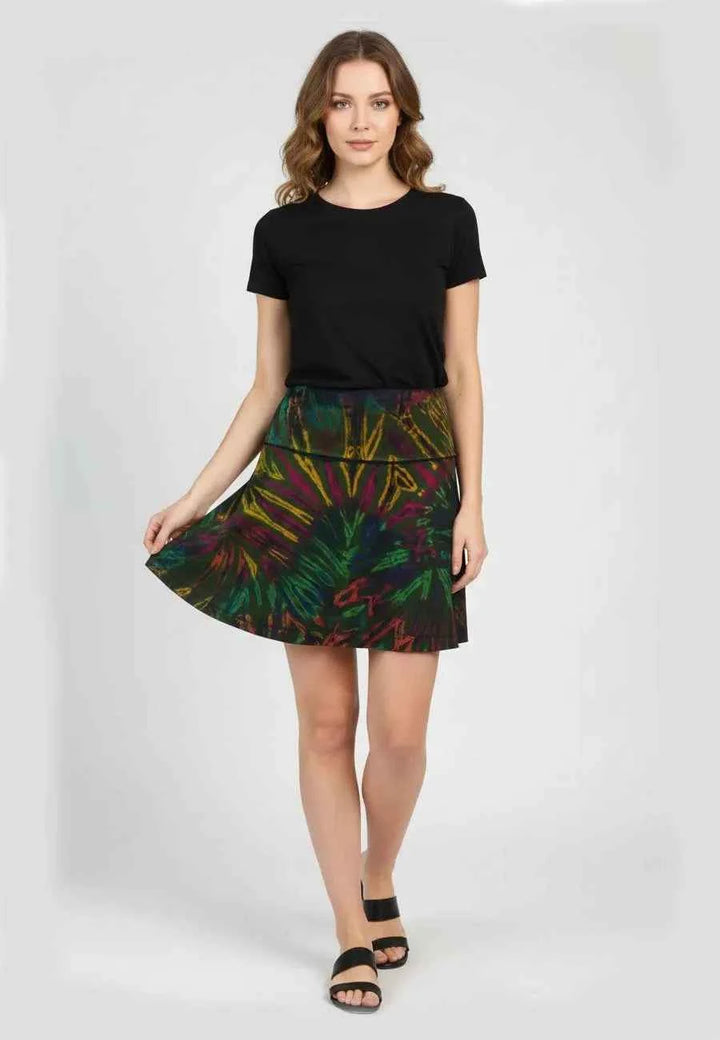 Mid-Length Tie-Dye Spandex A Line Skirt