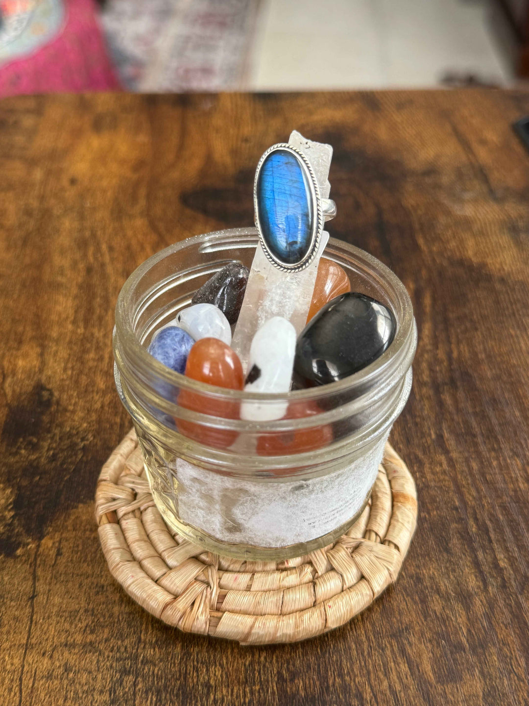 Sterling Silver Oval Blue Flash Labradorite Statement Ring - Size 7 - Intuition, Strength &amp; Spiritual Wisdom