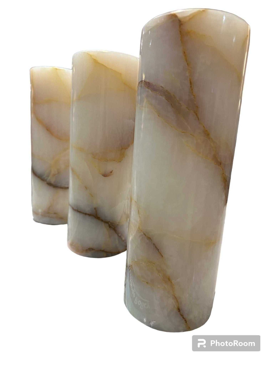 12"x4" Onyx Cylinder Lamp from Morocco - Sacred Crystals Home Decor