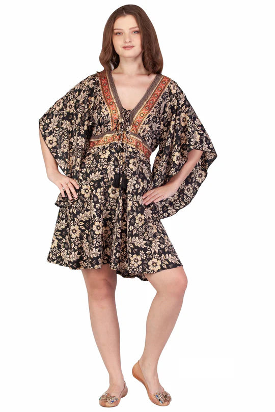 Short Sari Dress with Long Flowing Sleeves