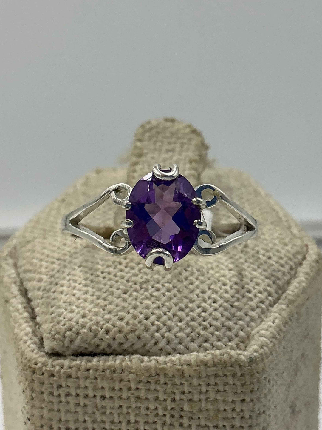Sterling Silver Lotus Teardrop Amethyst Ring – Size 10 – Calm, Intuition & Spiritual Protection