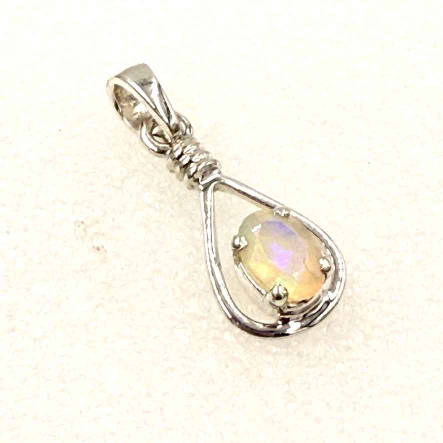 Sterling Silver Opal Infinity Teardrop Pendant