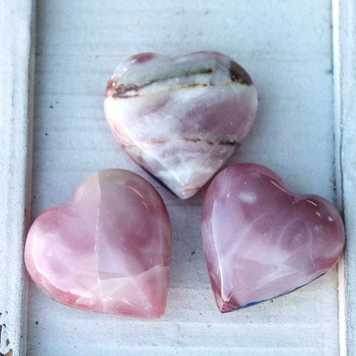Pink Onyx Heart Crystal – 1.5" Polished Stone for Love, Healing &amp; Décor