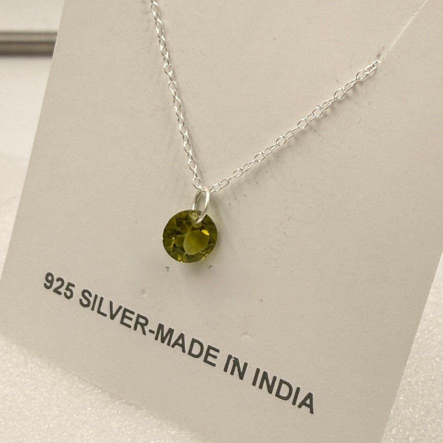 Sterling Silver Dainty Faceted Gemstone Necklace