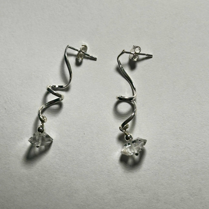 Herkimer Spiral Dangle Bertoni Earrings - Sterling Silver