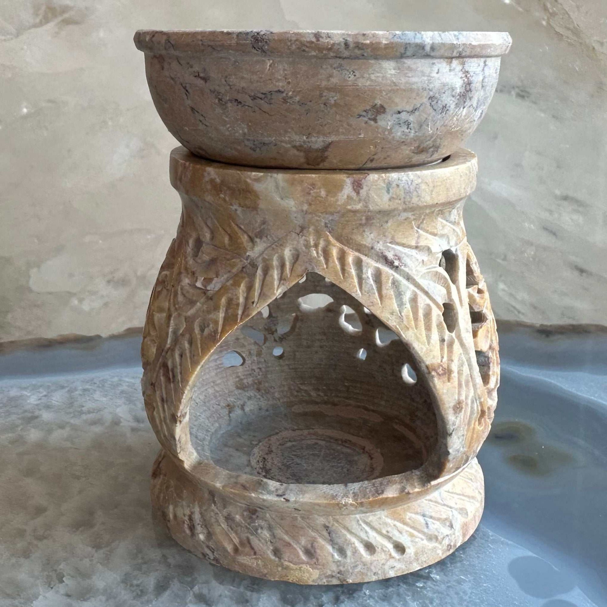 Carved Soapstone Essential Oil Burner 3&quot;