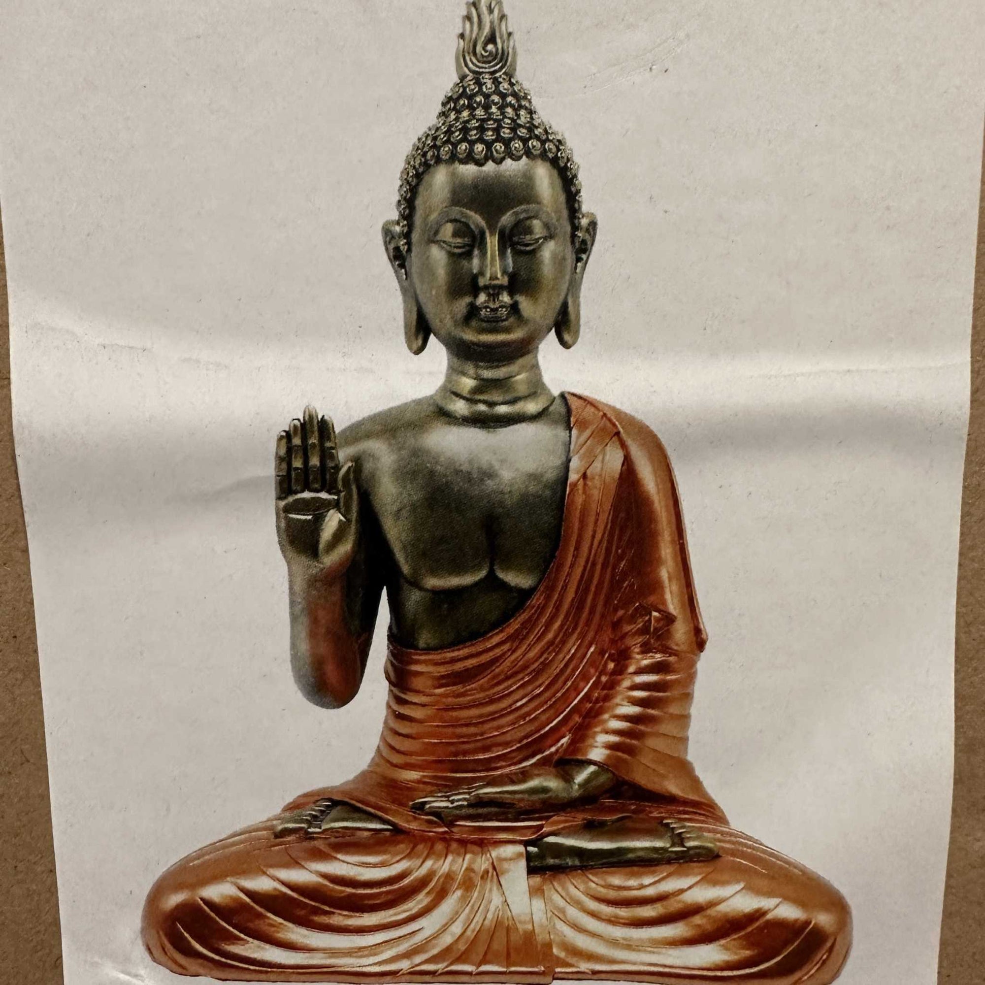 20-Inch &quot;Florida Sunset&quot; Tibetan Buddha in Abhaya Mudra - Sacred Crystals Buddhas