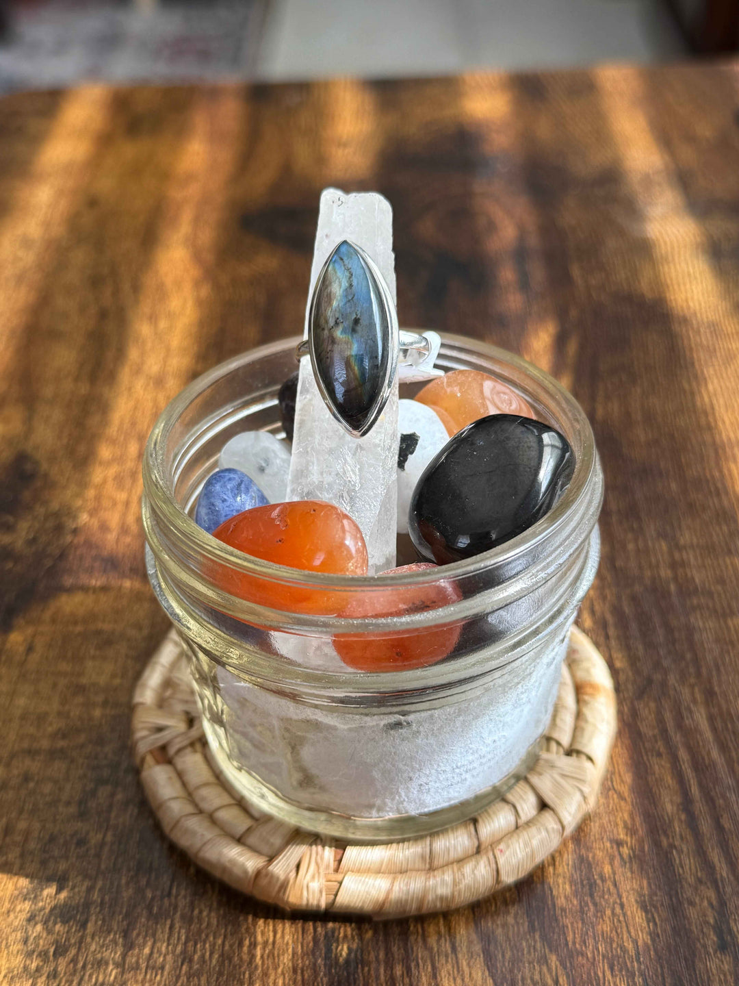 Sterling Silver Petite Teardrop Labradorite Ring - Size 9 - Intuition, Balance &amp; Inner Wisdom