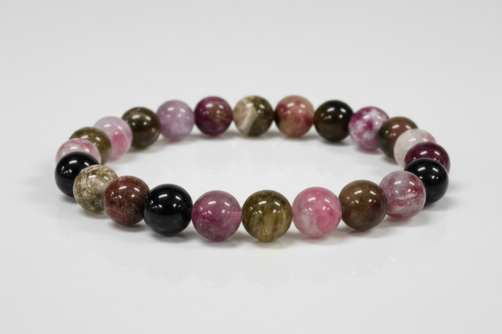 Watermelon Tourmaline A Round Bead Bracelet 8mm - Joyful Heart