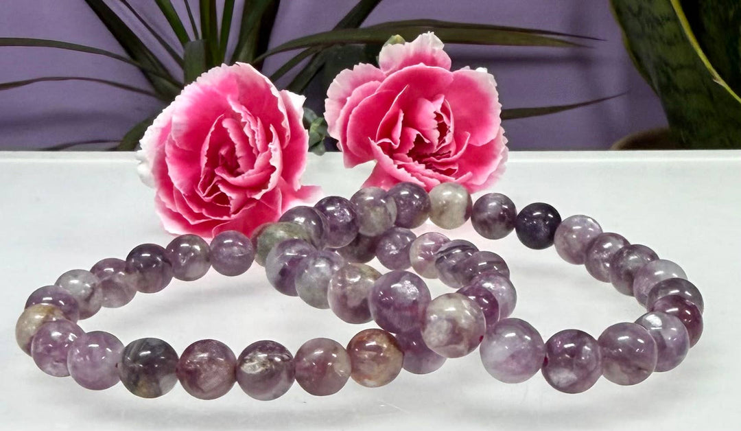 Lepidolite Mica A Round Bead Bracelet 8mm - Peaceful Mind