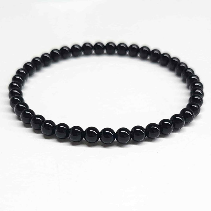 Black Tourmaline Round Bead Bracelet for Energy Filtering &amp; Grounding