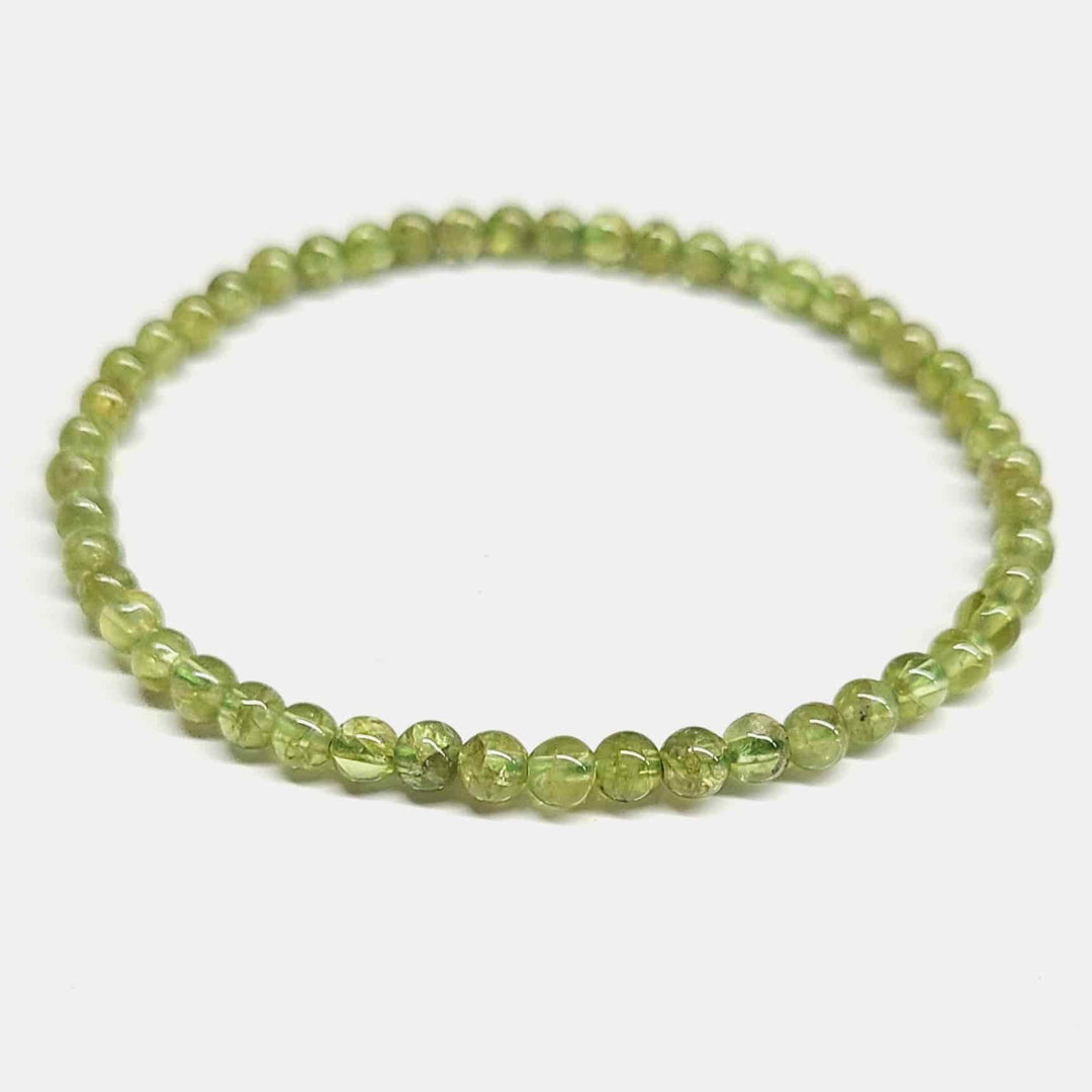 Peridot 4 mm Round Bead Bracelet for Abundance &amp; Renewal