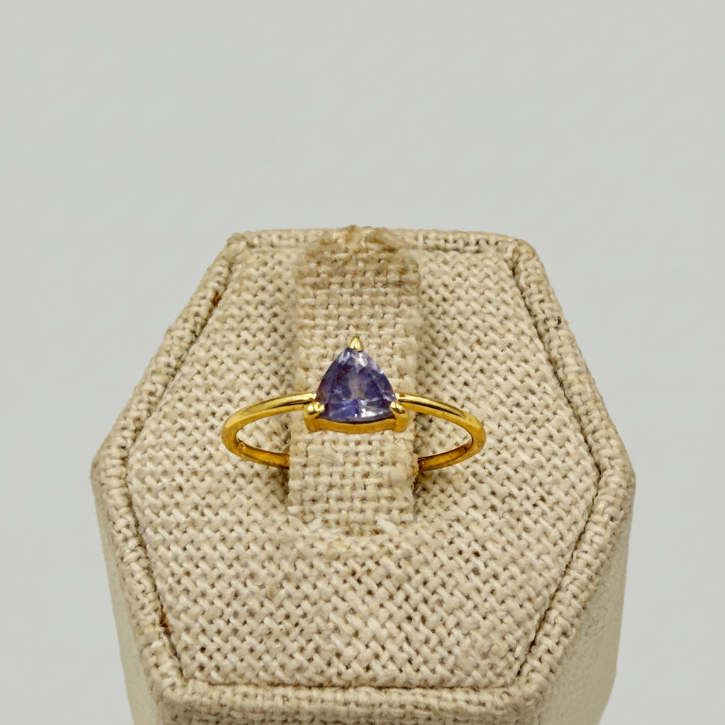 Gold Vermeil Tanzanite Trillion Solitaire Ring Size 5