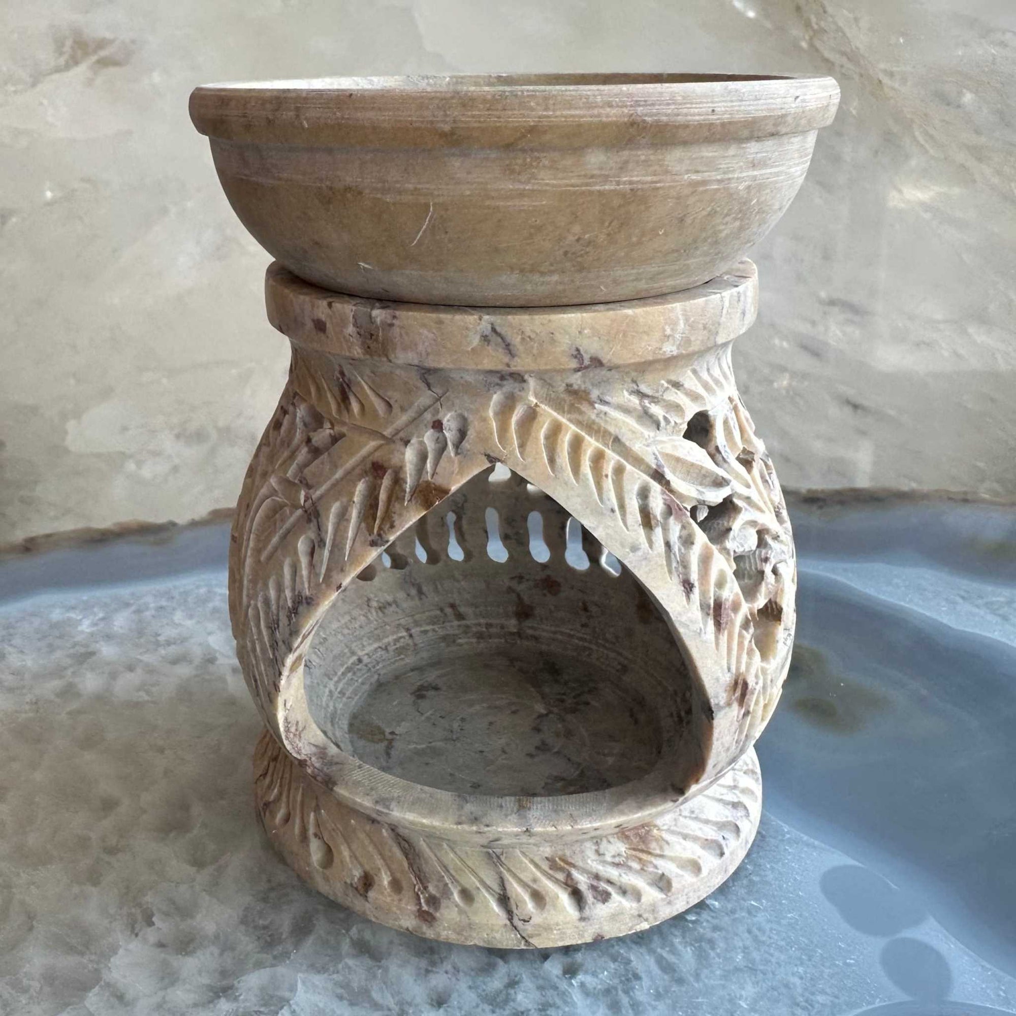 Carved Soapstone Essential Oil Burner 3&quot;