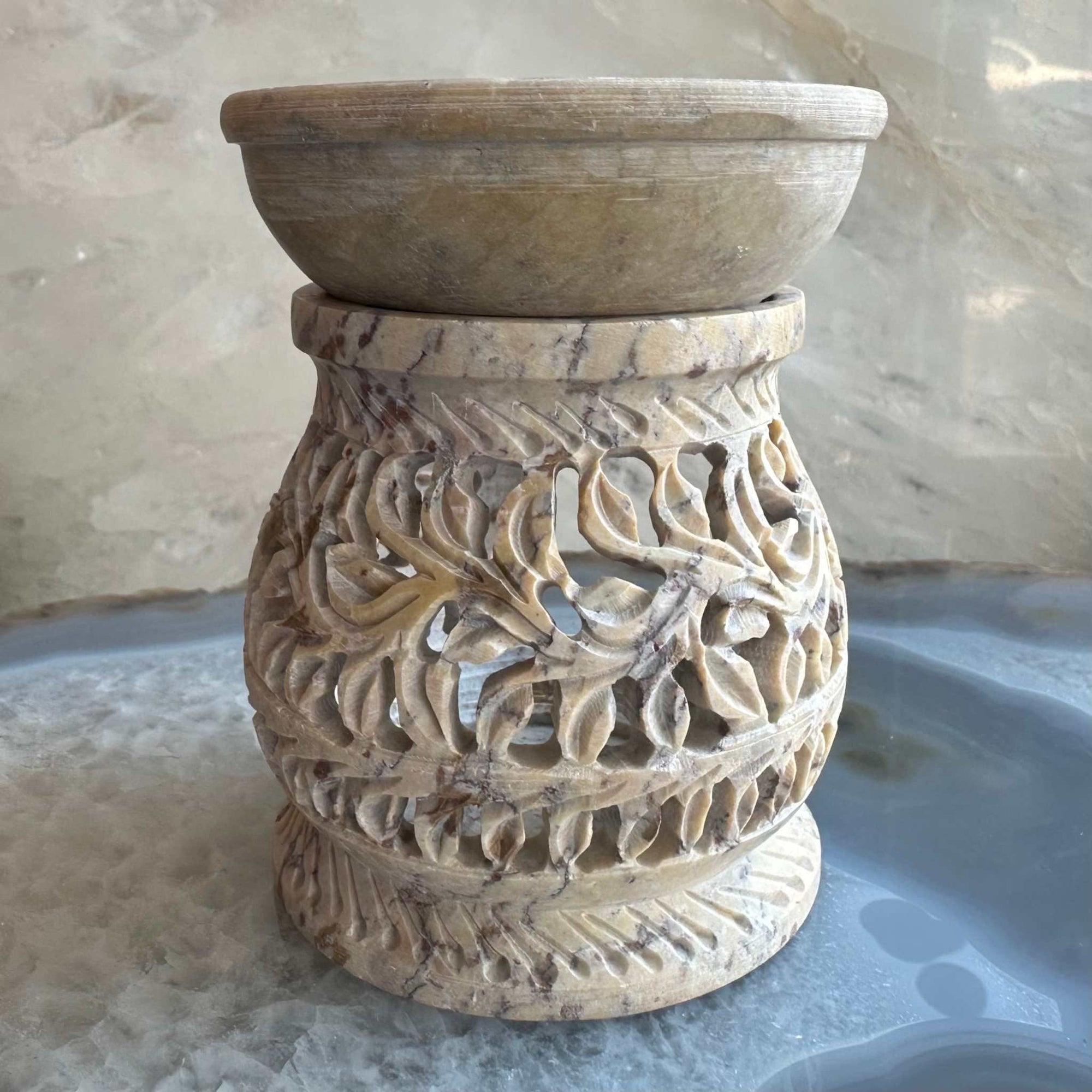 Carved Soapstone Essential Oil Burner 3&quot;
