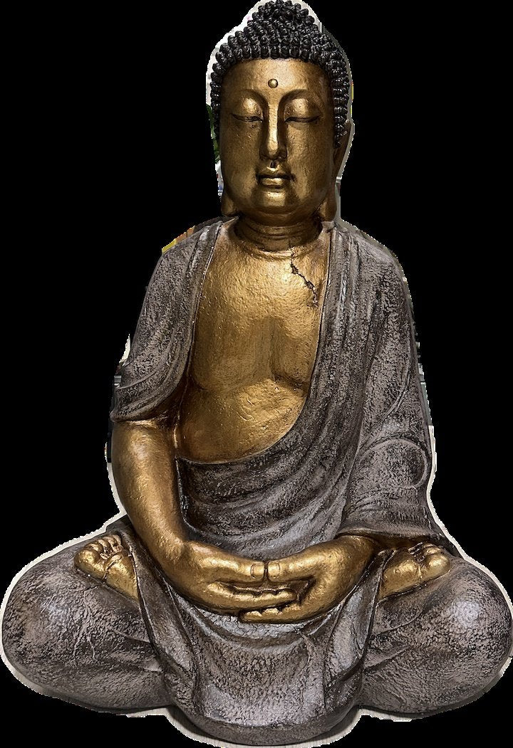 3-Foot Tall Antique-Finish Gold Buddha - Sacred Crystals Buddhas