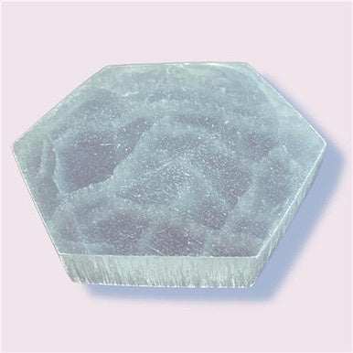 3" Selenite Charging Coaster - Hex - Sacred Crystals Selenite
