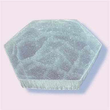 3&quot; Selenite Charging Coaster - Hex - Sacred Crystals Selenite