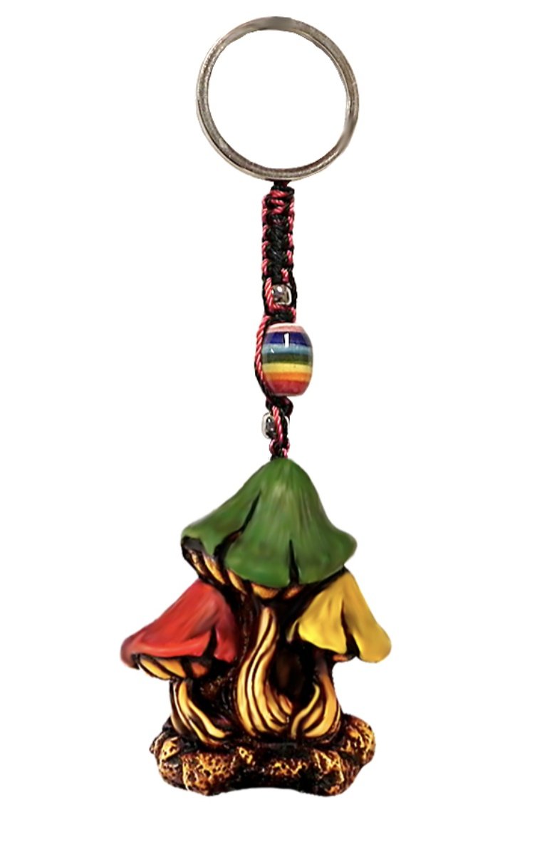 3 Shrooms Key Chain Hand Crafted - Sacred Crystals Keychains