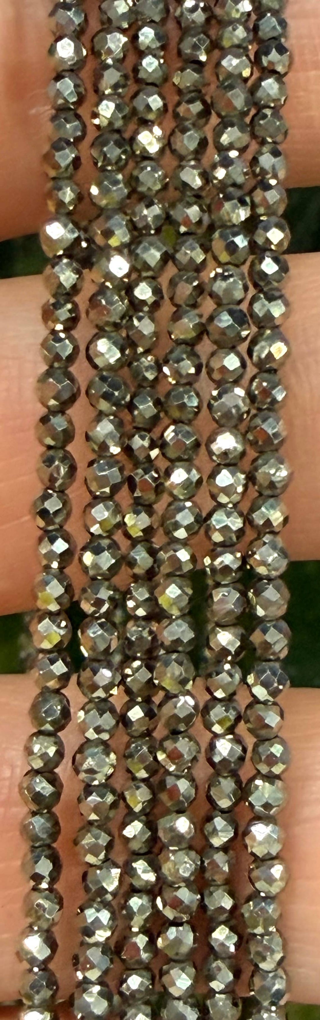 2mm Faceted Natural Pyrite Anklet w Stainless Steel Clasp - Abundance Empowered