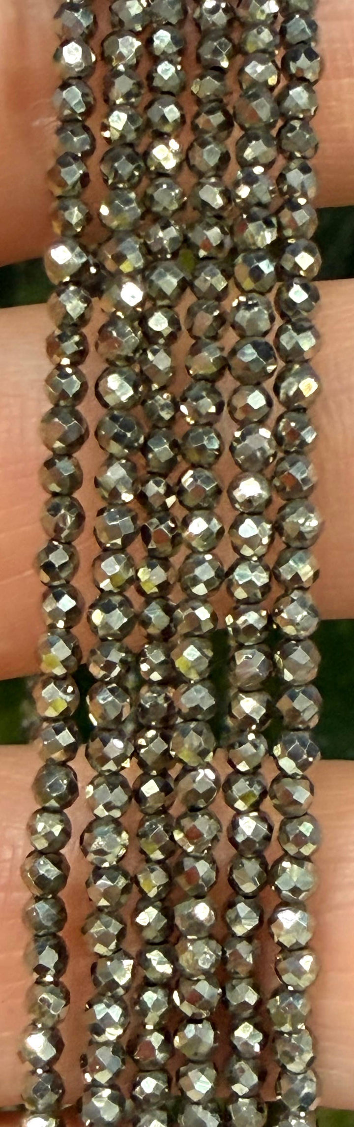 2mm Faceted Natural Pyrite Anklet w Stainless Steel Clasp - Abundance Empowered