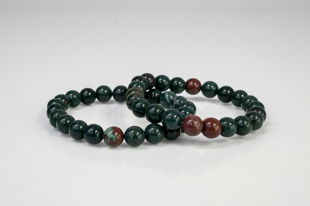 Bloodstone Round Bead Bracelet 8mm - Warrior&