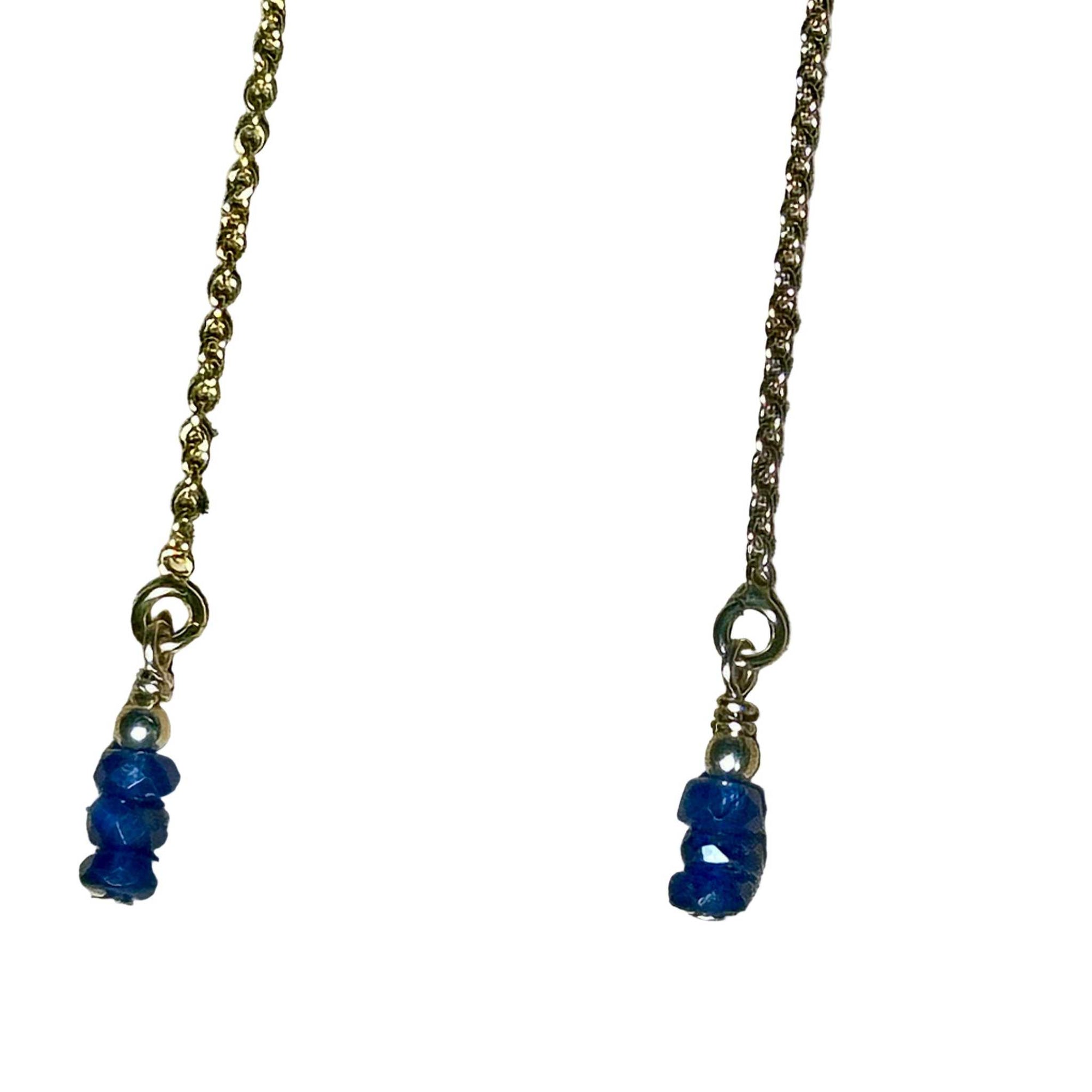 Sept birthstone blue sapphire earrings with gold filled sterling silver threaders and faceted sapphire beads