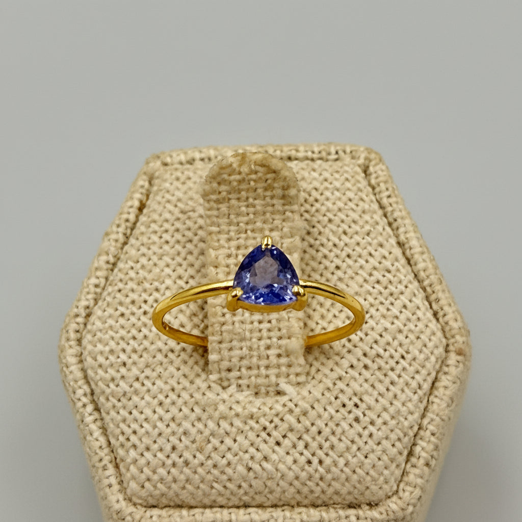 Gold Vermeil Tanzanite Trillion Solitaire Ring Size 6
