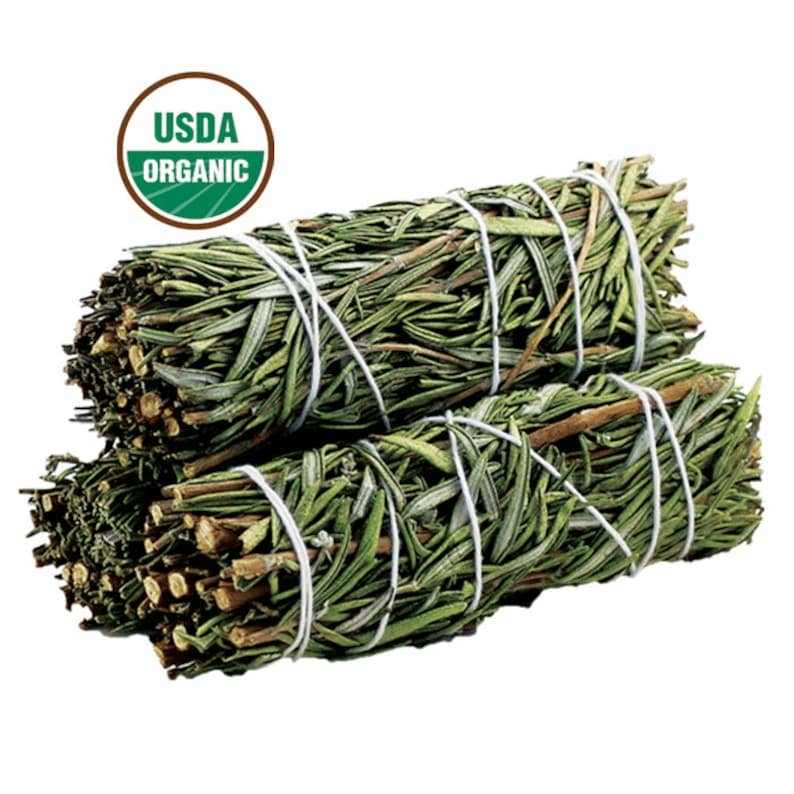 Organic 4-inch rosemary sage smudge stick bundle for cleansing and purification.