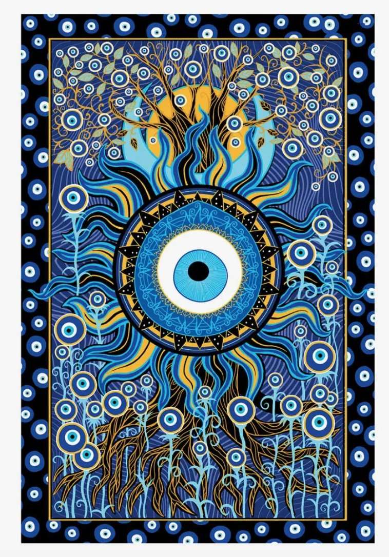 3D Evil Eye Tapestry - Sacred Crystals Tapestries