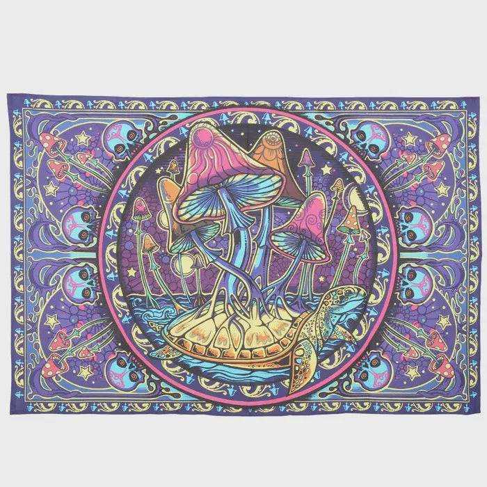 3D Single Mushroom Tapestry - Sacred Crystals Tapestries