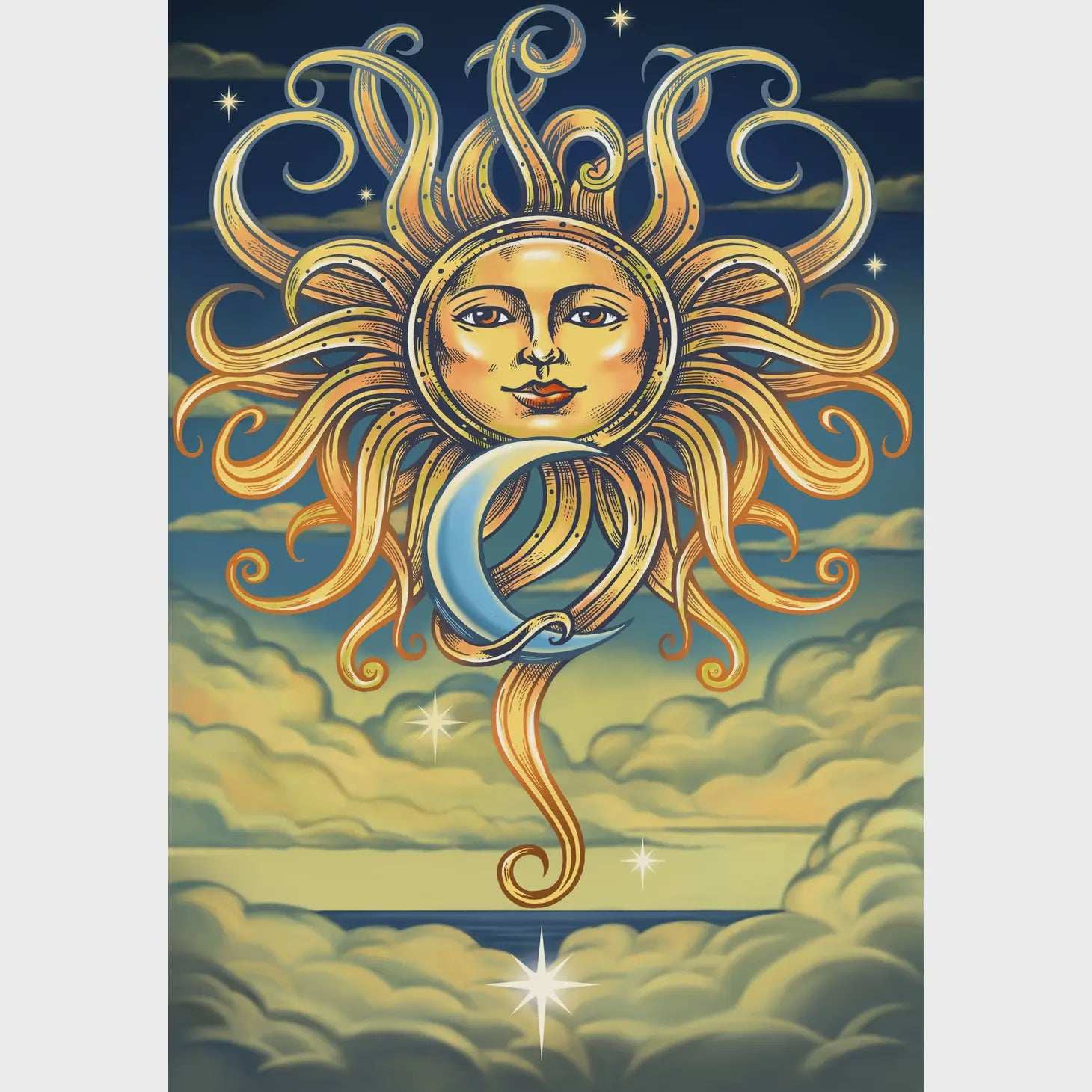 3D Sun and Moon Tapestry - Sacred Crystals Tapestries