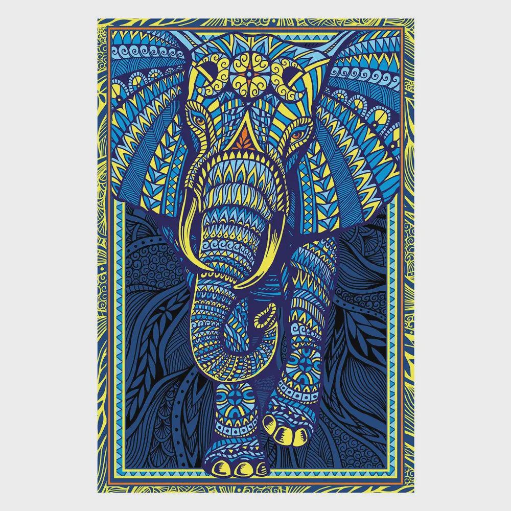 3D Tribal Elephant Tapestry - Sacred Crystals Tapestries