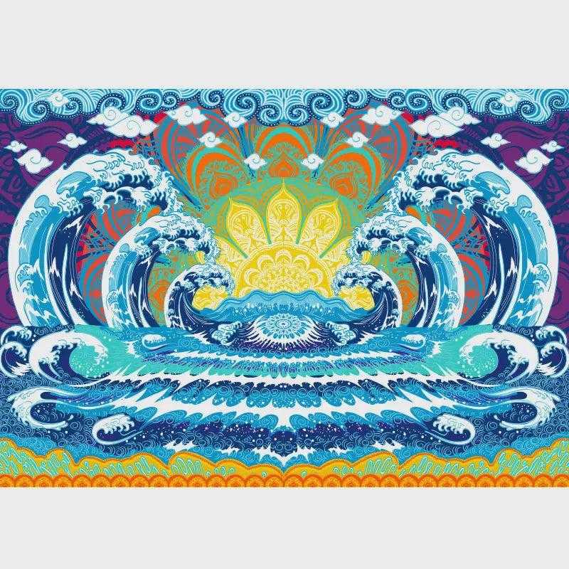 3D Wave Mandala Tapestry - Sacred Crystals Tapestries