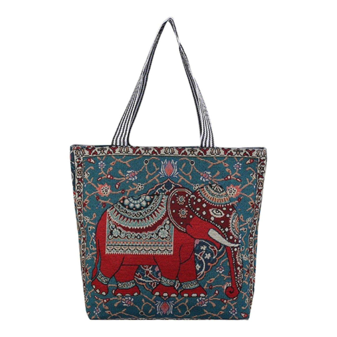 ELEPHANT EMBROIDERY TOTE BAG