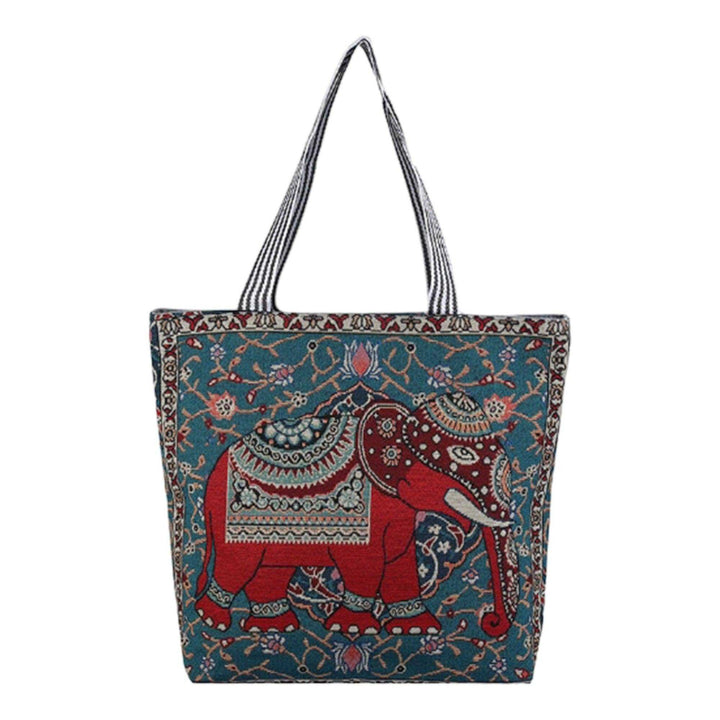 ELEPHANT EMBROIDERY TOTE BAG