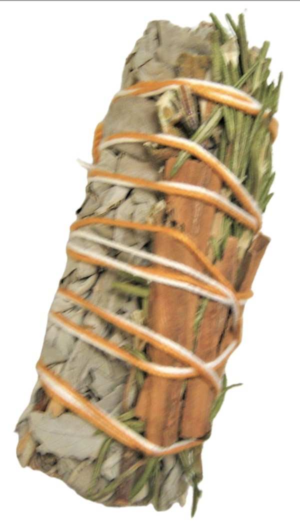 4" White Sage w/ a Slice of Cinnamon and Pine - Sacred Crystals Smudge Sticks