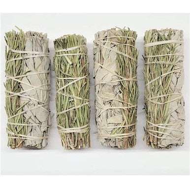 4" White Sage w/Rosemary - Sacred Crystals Smudge Sticks