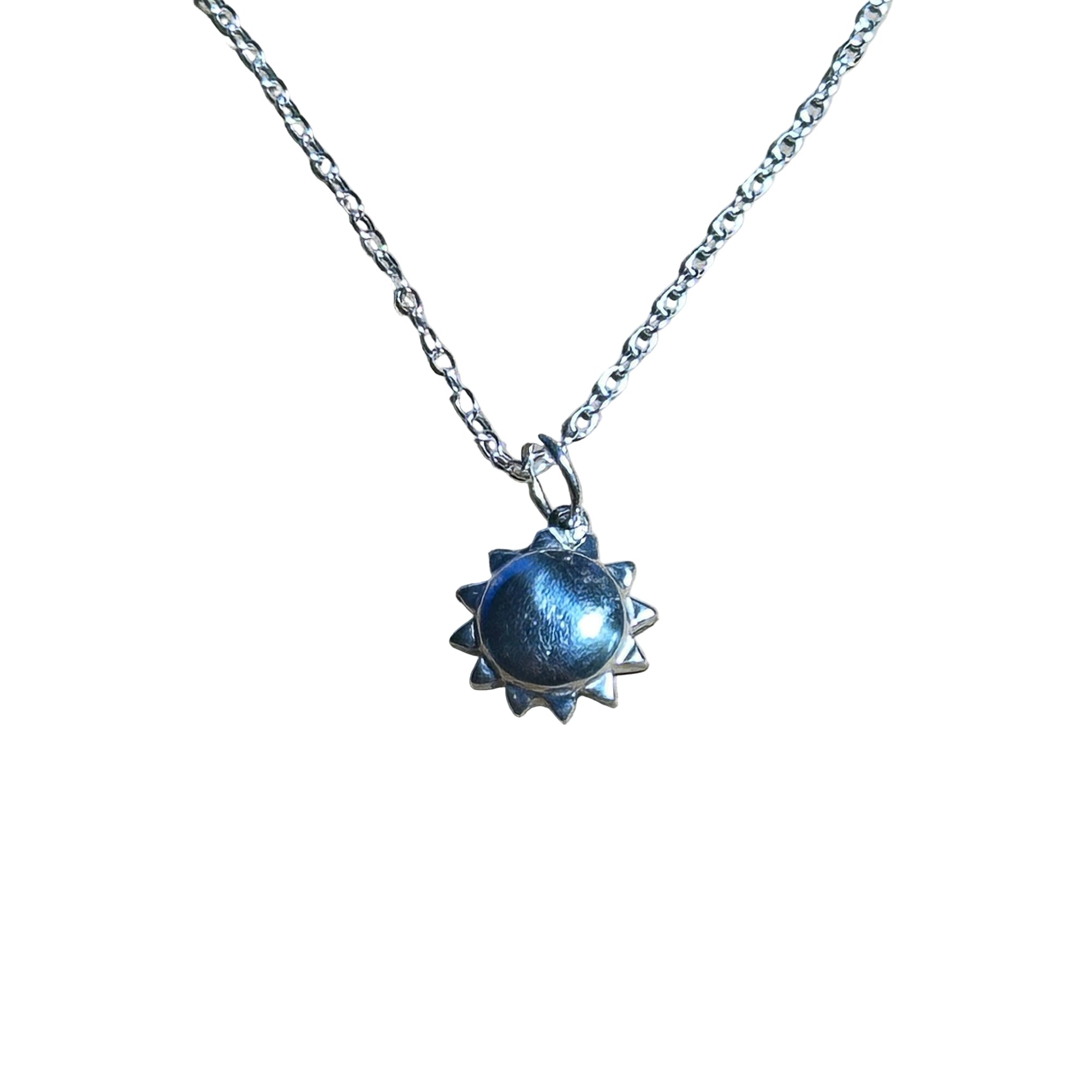 Bertoni Sterling Silver Sun Pendant Necklace on chain showcasing spiritual transformation jewelry