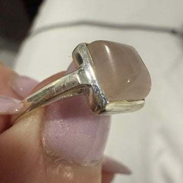 Rose Quartz Square Bezel Ring – Sterling Silver – Size 6