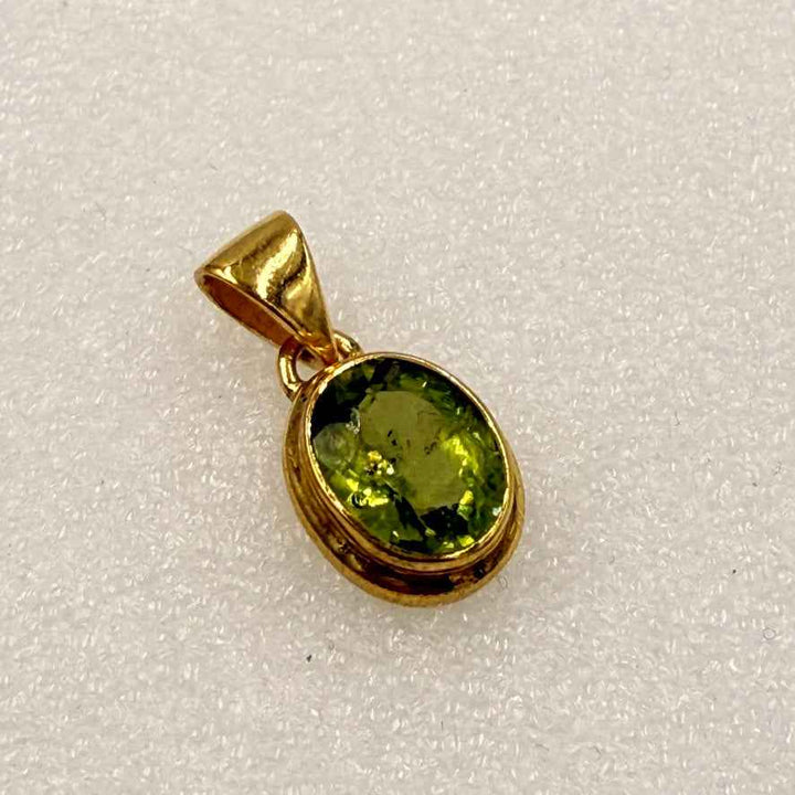 Gold Vermeil Faceted Oval Gemstone Pendant