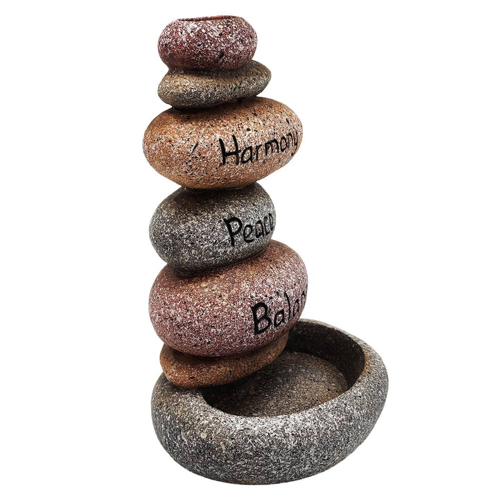 Harmony, Peace &amp;amp; Balance Inspirational Stones Backflow Incense Burner