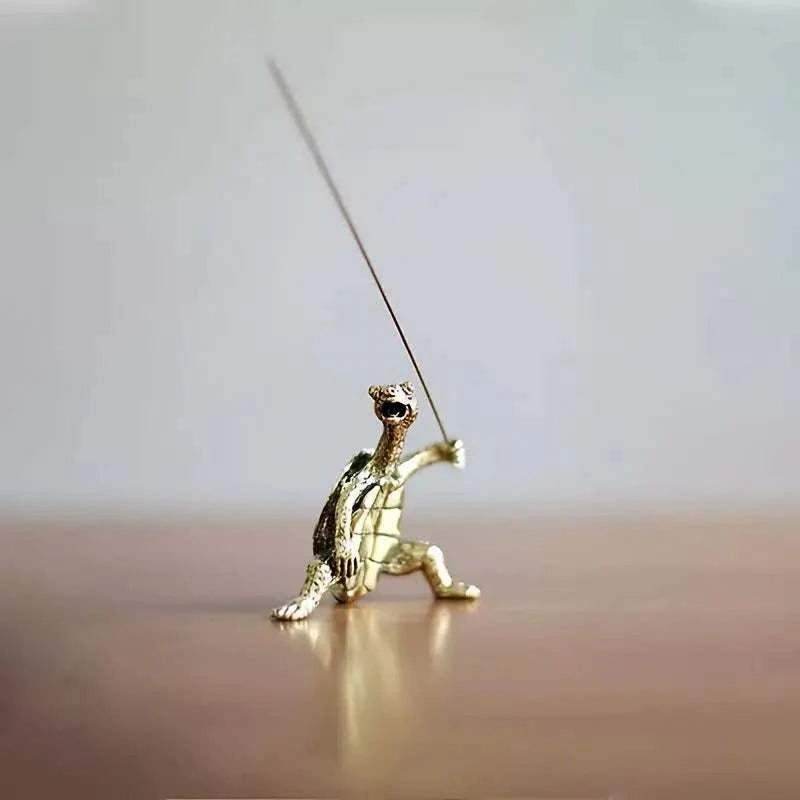 Agarbatti Stand - Antique Bronze Kung Fu Turtle Incense Holder